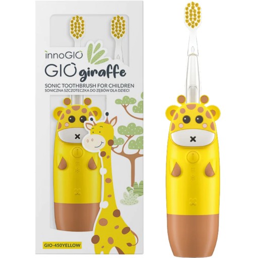 Детская звуковая зубная щетка InnoGIO GIOgiraffe GIO-450 желтая 2 насадки