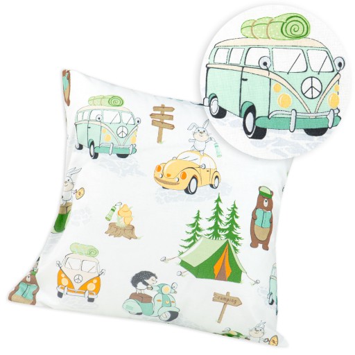 Poszewka dla dzieci 40x40 cm Autka Camping