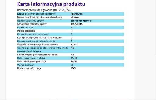 195/65R15 NOWE OPONY CAŁOROCZNE EUROPA 2024