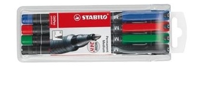 Маркер для компакт-дисков Stabilo OHP M, 4 цвета, в футляре