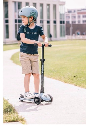 Детский трехколесный самокат Scoot and Ride, 3 светодиодных колеса, светящаяся сталь