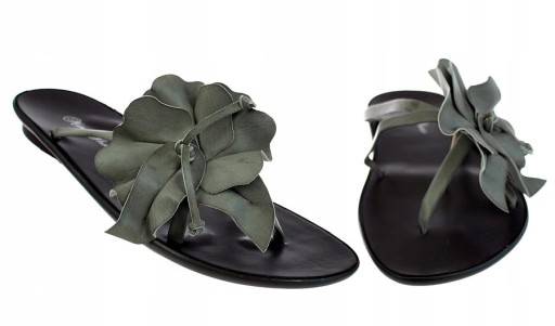 KLAPKI DAMSKIE BUTY JAPONKI SZARE KWIAT 5796 r. 37