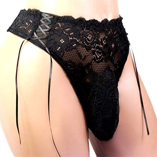 B203 SEXY Нежные кружевные мужские стринги - XXL