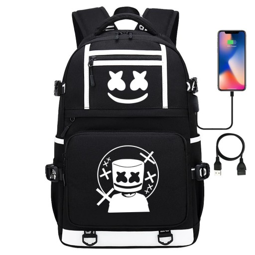 НОВЫЙ ШКОЛЬНЫЙ РЮКЗАК ШКОЛЬНЫЙ РЮКЗАК DJ MARSHMELLO USB ВЫКРОЙКИ А4 БОЛЬШОЙ