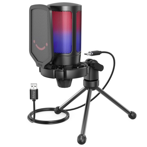 Студийный конденсаторный микрофон Fifine A6V AMPLIGAME RGB для геймеров
