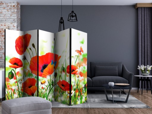 Parawan 5-częściowy - Country poppies II