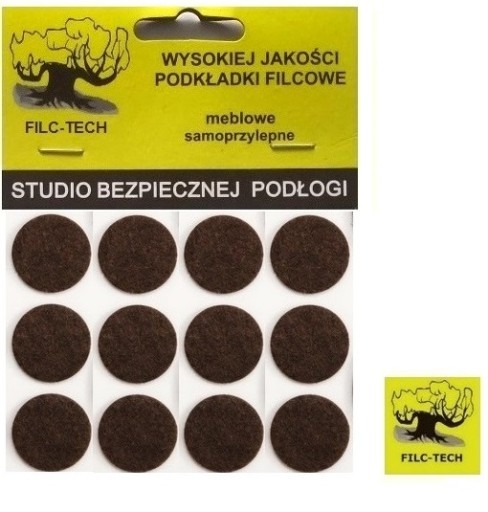 ZESTAW FILC POD MEBLE KRZESŁA PODKŁADKI FILCOWE 20mm 2cm brązowe - 24 szt.