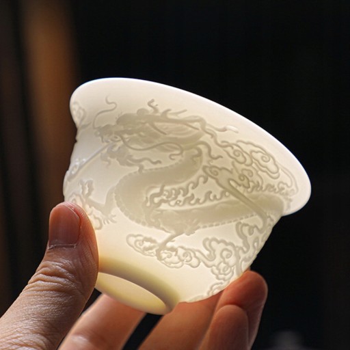 Керамическая чашка Gaiwan с узором дракона и феникса