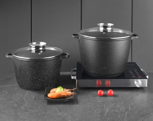 Набор алюминиевых кастрюль Zilner BLACK MARBLE, 6 шт.
