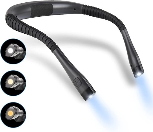 Светодиодный фонарь для чтения на шее, перезаряжаемый USB C