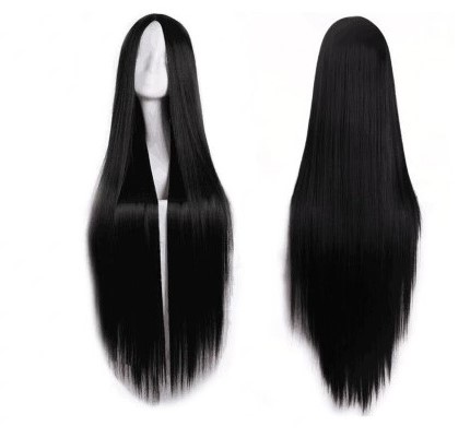 PERUKA damska CZARNA długa proste włosy BRUNETKA peruki COSPLAY 100 cm