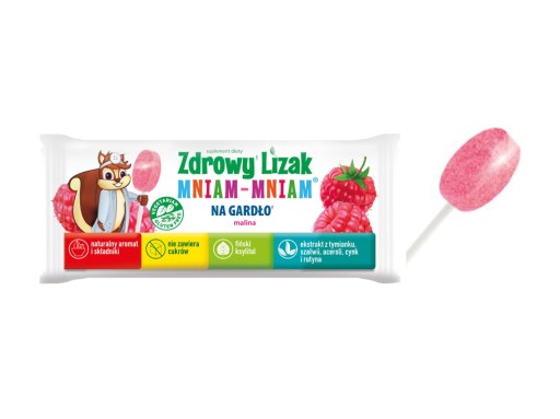 Полезные леденцы для детей Ням-ням без сахара для горла со вкусом малины 40 шт.