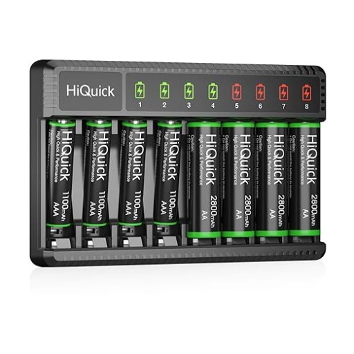 Интеллектуальное зарядное устройство HiQuick 8 с батареями AA и AAA.