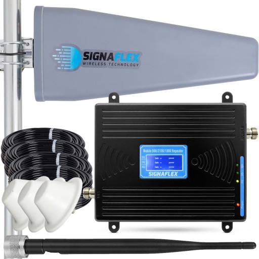 КОМПЛЕКТ УСИЛИТЕЛЯ СИГНАЛА GSM-ИНТЕРНЕТ-ТЕЛЕФОНА 3G 4G LTE + АНТЕННЫ 10 м