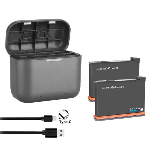 ładowarka do insta360 one x3,ładowarka + 2 baterie 1800 mAh