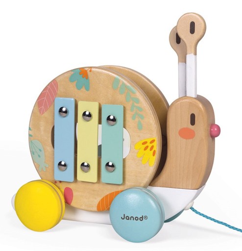 Деревянные игрушки для детей - улитка с тарелками 12м+, Janod