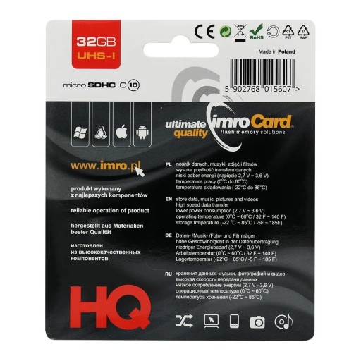 KARTA PAMIĘCI IMRO MICROSD 32GB 10 UHS I 100MB/S