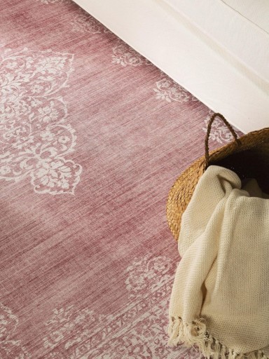 LAURY 7 Ковер с коротким ворсом, пудрово-розовый, стиль эклектика, бенута 80x150