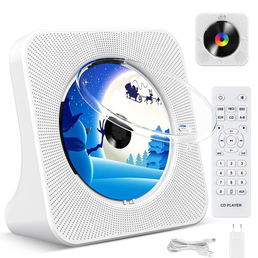 PRZENOŚNY ODTWARZACZ CD + FM + BT 5.0 + USB ODTWARZACZ MUZYCZNY + PILOT