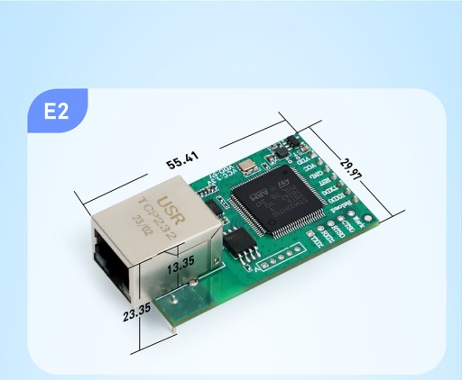 Модуль преобразователя 2x UART в Ethernet USR-TCP232-E2 с 2 портами от USR IoT