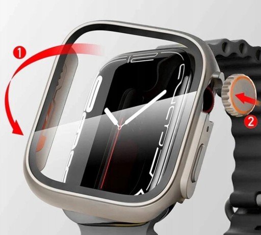 Чехол + встроенное стекло / 2 в 1 для Apple Watch 4 5 6 SE SE 2 / 44 мм