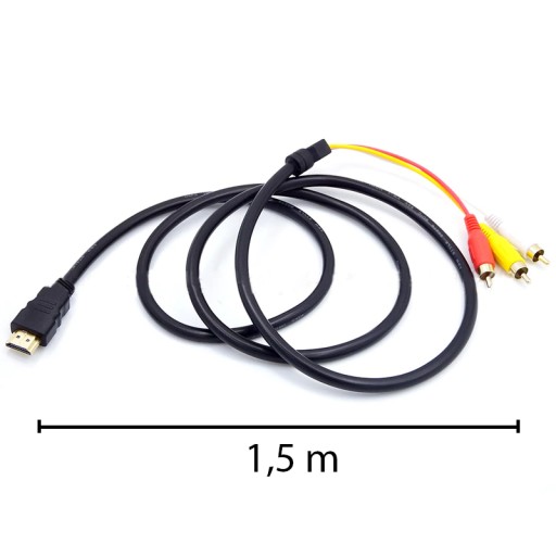 KABEL ADAPTER PRZEJŚCIÓWKA PRZEWÓD 3X RCA CINCH HDMI 2.0 AUDIO VIDEO 1,5M