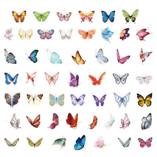 50 SZT. NAKLEJEK MOTYL MAŁA NAKLEJKA MOTYL