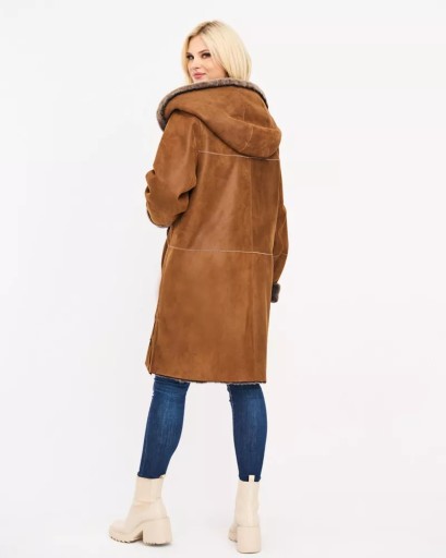 Damski naturalny kożuch London oversize 4XL