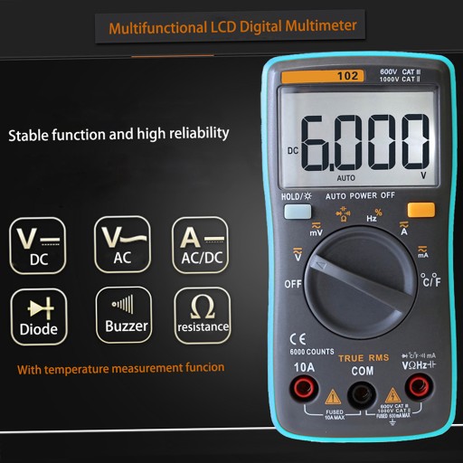 RICHMETERS RM102 Prawdziwy RMS Wielofunkcyjny LCD