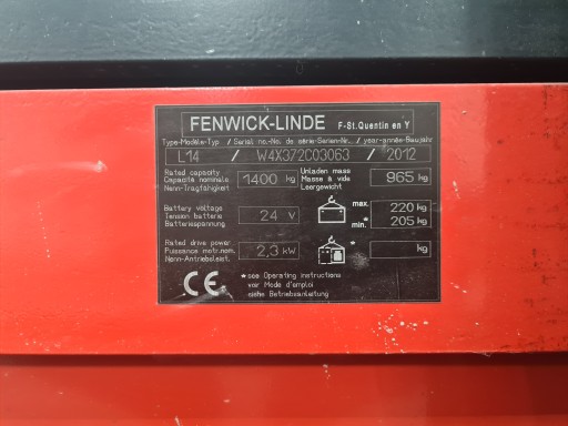 ГРУЗОВИК LINDE L14 2012 ГОД