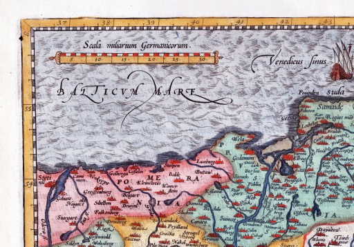 Карта Польши и Литвы - 1570 г. - Вацлав Гродецкий, он же Гродзецкий - 30x21