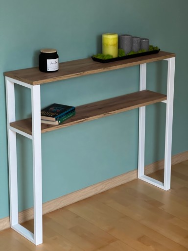 Стол консольный, Стол консольный, Туалетный столик LOFT 80х25х87 Дуб Белый