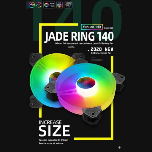 140-мм охлаждающий вентилятор с бесшумной RGB-подсветкой, маленький, 6-контактный, с бесшумной подсветкой, 3,6 Вт, 1 вентилятор