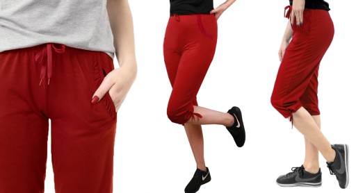 SPODNIE damskie RYBACZKI spodenki 8133 czerwon 4XL