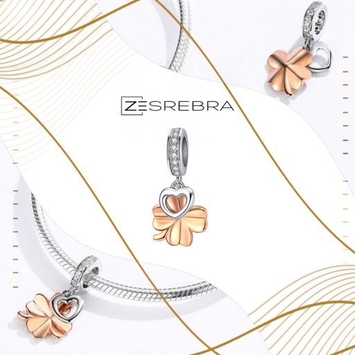 ПОДВЕСКИ золото CLOVER серебро 925 кулон S925 позолоченные цирконы бусины