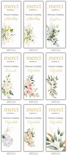 Благодарность гостям MERCI на день рождения до года 5 шт.