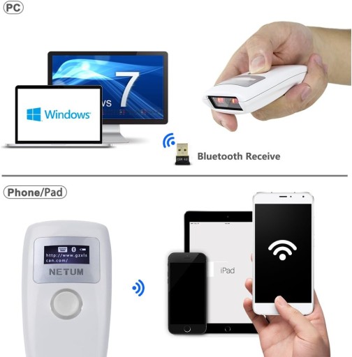 Сканер кодов NETUM BT CCD Android SPP и iOS C997