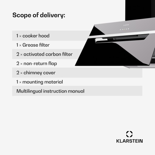 Вытяжка кухонная настенная Klarstein 60см 303м³/ч LED стекло