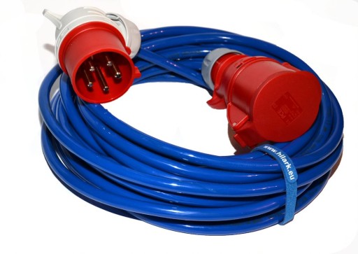 РЕЗИНОВЫЙ удлинительный кабель PUR H07BQF 5x2,5 2м 16А УГОЛ
