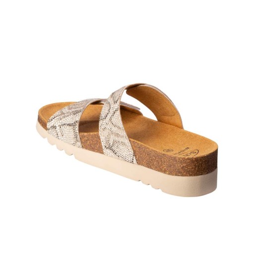 SCHOLL LUSAKA бежевые медицинские тапочки со змеиным узором