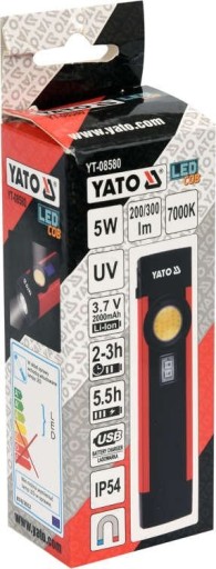МНОГОФУНКЦИОНАЛЬНЫЙ СВЕТОДИОДНЫЙ ФОНАРЬ 300ЛМ + УФ ЛАМПА YATO