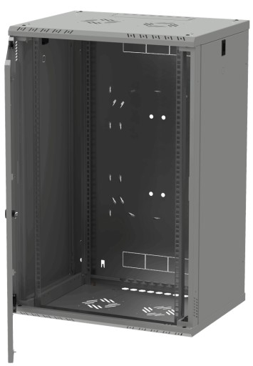 Подвесной серверный шкаф RACK 19 дюймов, 18U, 450 мм, стеклянная дверь, серый Stalflex