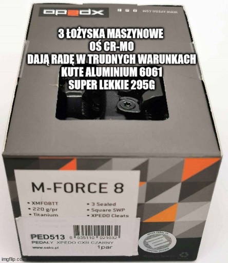 Педали XPEDO CXR M FORCE 8 SPD для CX / 295 г / 3 герметичных подшипника / ось Cr-MO