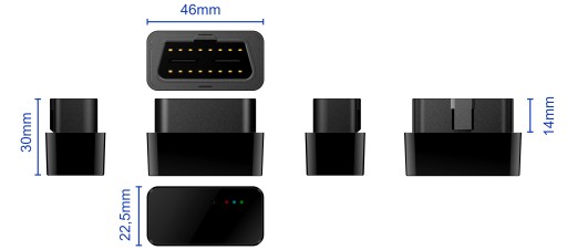 Мини-GPS-трекер 4G/2G с разъемом OBD2 для автомобиля + eSIM + мониторинг через веб-сайт и приложение