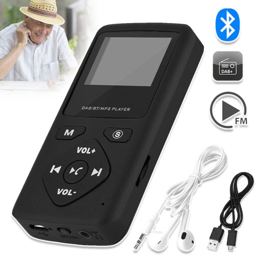 МИНИ-КАРМАННЫЙ DAB-РАДИО FM BLUETOOTH USB-МУЗЫКАЛЬНЫЙ ПЛЕЕР + НАУШНИКИ