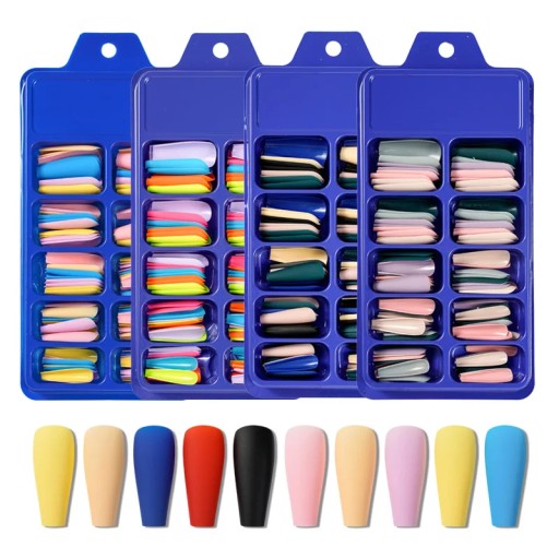 100Pcs Matte Black Press on Nails,Solid Color Press On Acrylic Nail Art