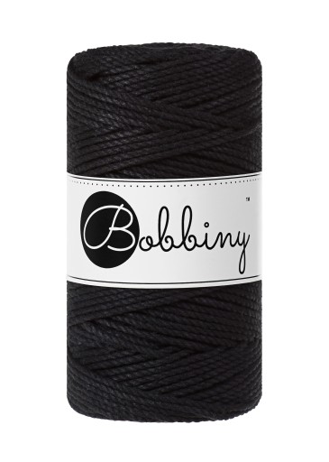 Bobbiny Sznurek do makramy 3mm 100m 3ply czarny