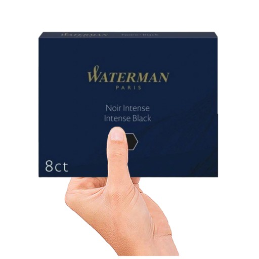 ЧЕРНЫЕ ПАТРОНЫ для ЧЕРНИЛЬНОЙ РУЧКИ, быстросохнущие, 8 шт., Waterman, БЕЗОПАСНЫЕ