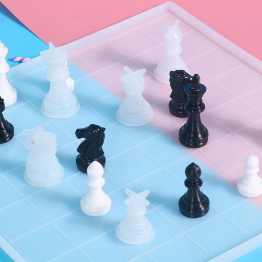 2x zestaw żywicy szachowej 3D International Chess