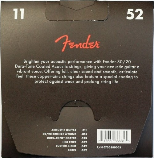 Акустические струны FENDER 880CL Dura-tone 11–52